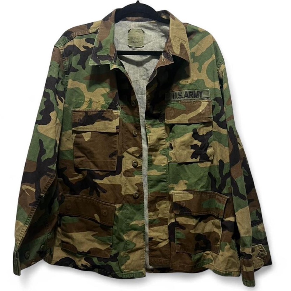 US Army Field Jacket Mens Large Short Woodland Camo